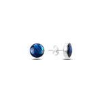 925 Sterling Silver Round Abalone Shell Solitaire Earrings