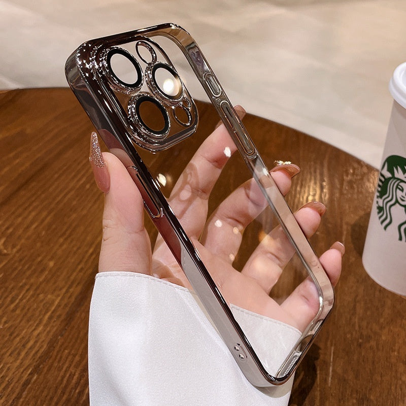Lila elektropläterad transparent TPU-telefonfodral för Apple-smartphones