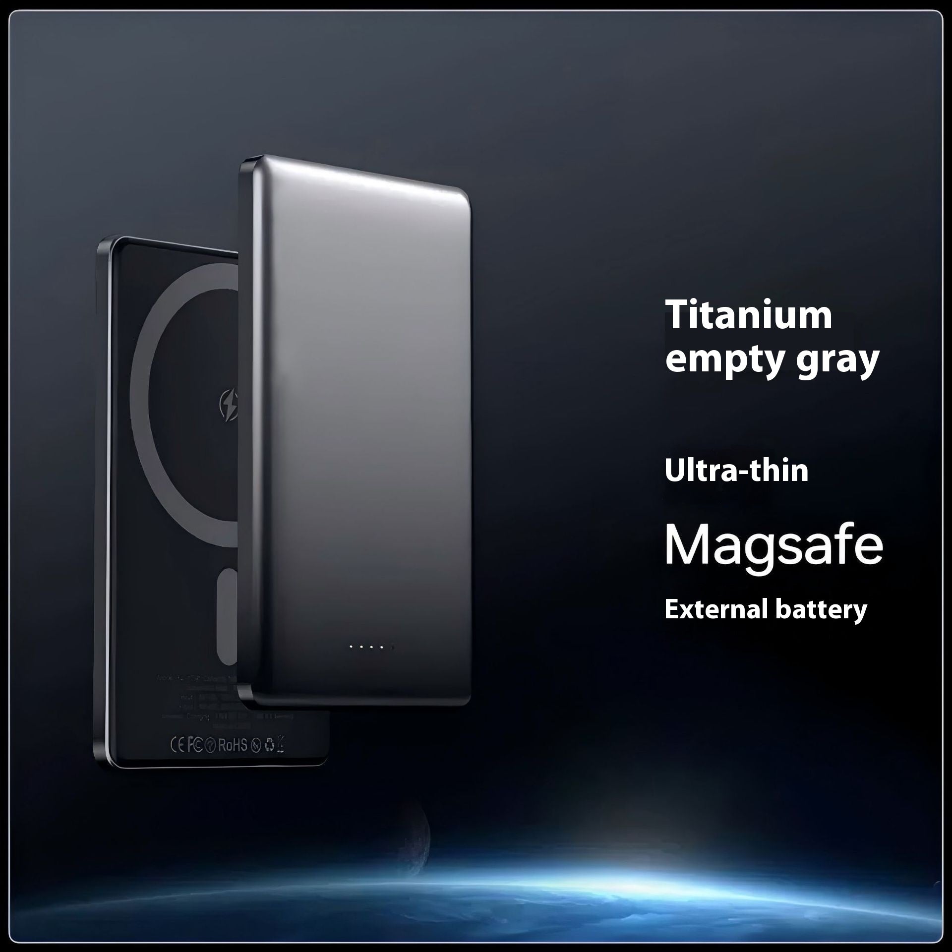 Titanium Empty Gray Power Bank with Magnetic Shell Alloy for Portable Charging - Titanium Empty Gray / 5000 MA