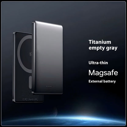 Titanium Empty Gray Power Bank with Magnetic Shell Alloy for Portable Charging - Titanium Empty Gray / 5000 MA