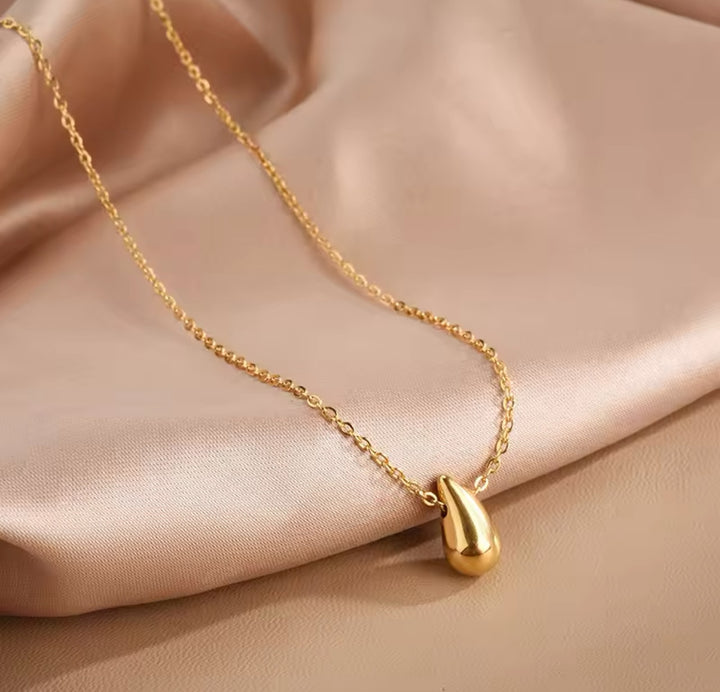 Stainless Steel Gold Teardrop Necklace for Women