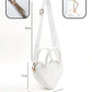 White Heart Shaped Faux Leather Zipper Bag Single Compartment Hand Arm and Shoulder Bag