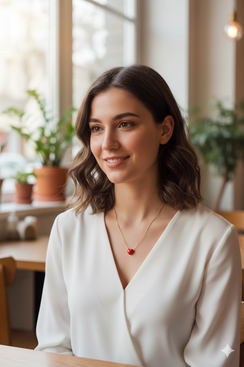 Stainless Steel Red Murano Heart Necklace for Women