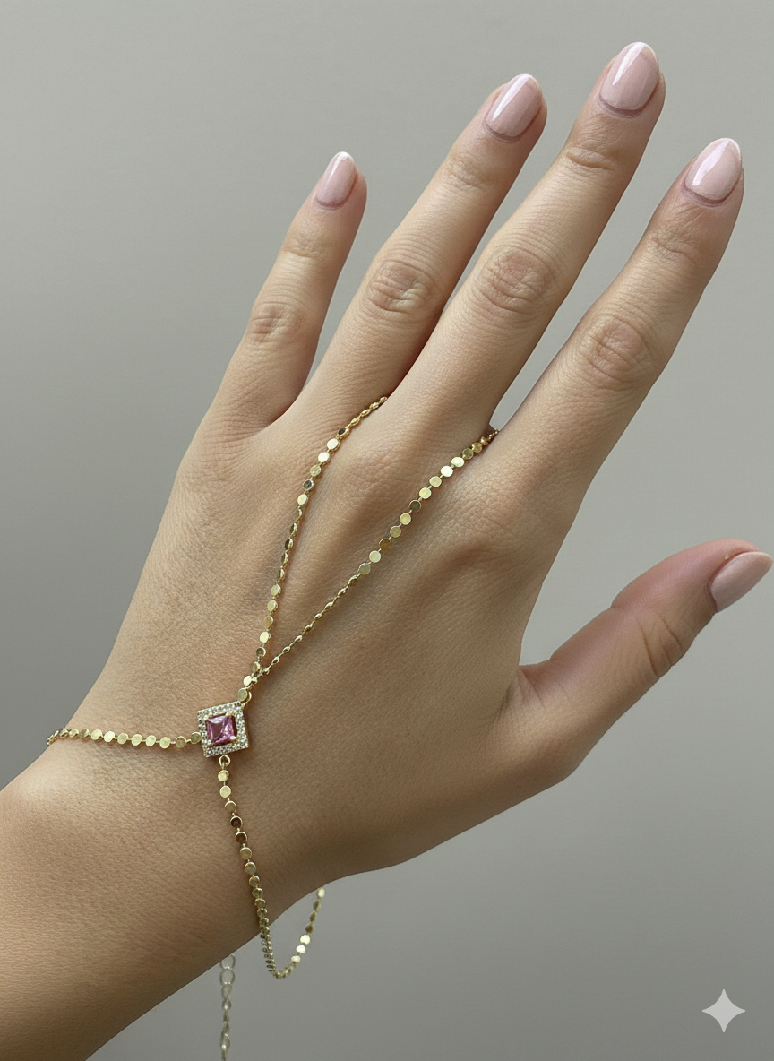 VIP Pink Sequin Hand Chain Bracelet