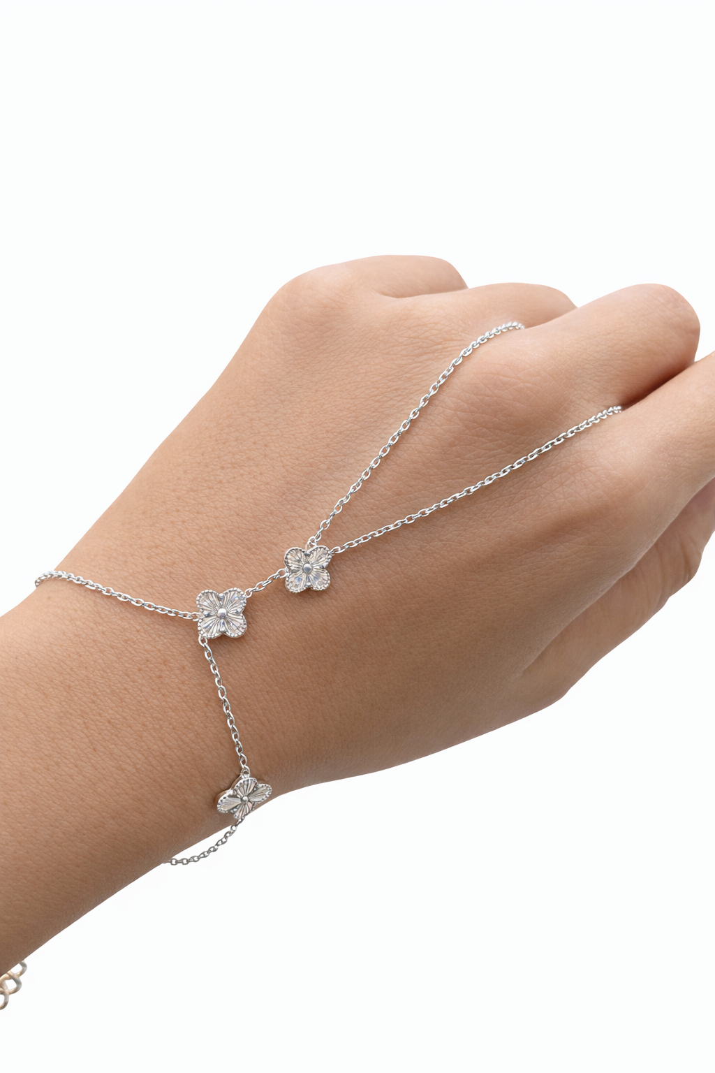 VIP Silver Three Piece Hand Chain Bracelet Set