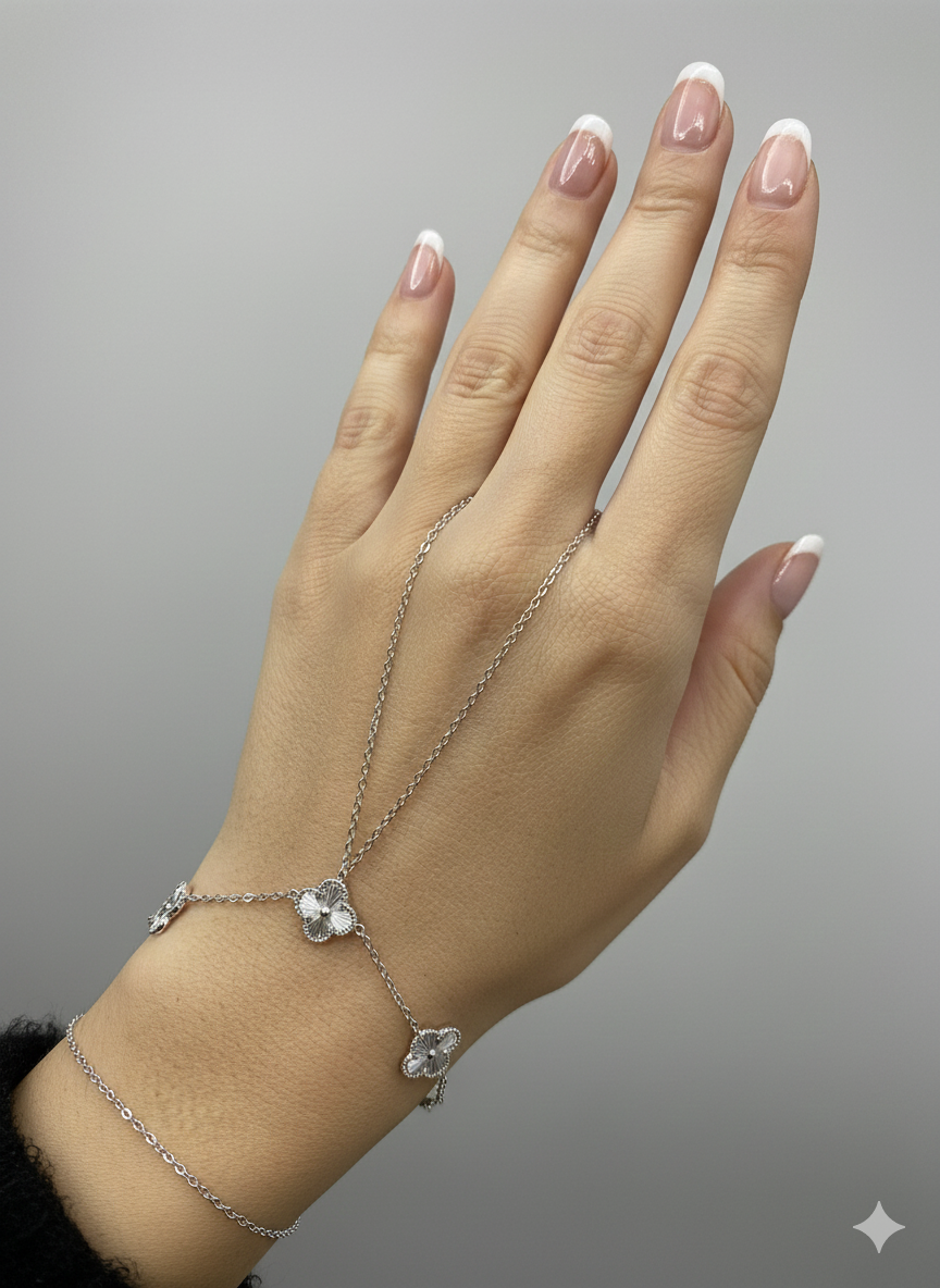 VIP Silver Three Piece Hand Chain Bracelet Set
