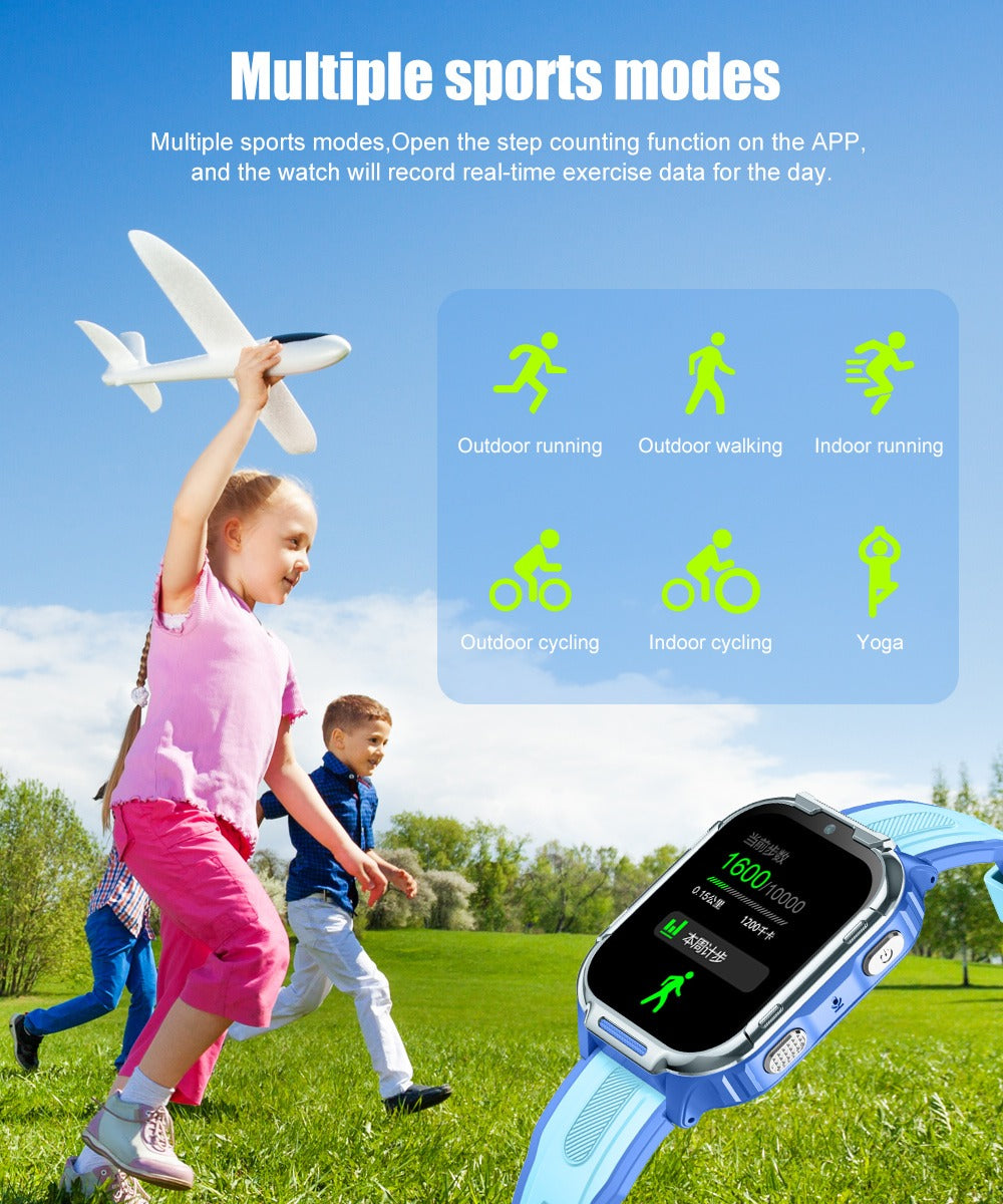 4G Kids Smart Watch with GPS Tracker, Video Call, SOS Safety Alert, WiFi Positioning, Camera, Sleep Monitor & Pedometer – Smartwatch for Boys and Girls