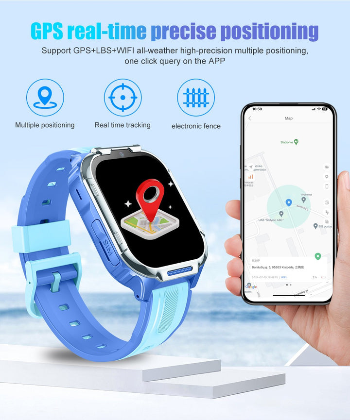 4G Kids Smart Watch with GPS Tracker, Video Call, SOS Safety Alert, WiFi Positioning, Camera, Sleep Monitor & Pedometer – Smartwatch for Boys and Girls