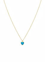 Stainless Steel Minimal Blue Stone Heart Necklace