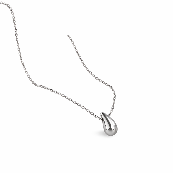 Stainless Steel Silver Teardrop Necklace for Women