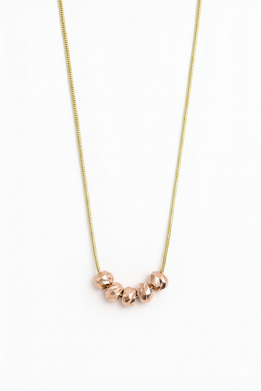 Stainless Steel Rose Gold Beaded Necklace for Women