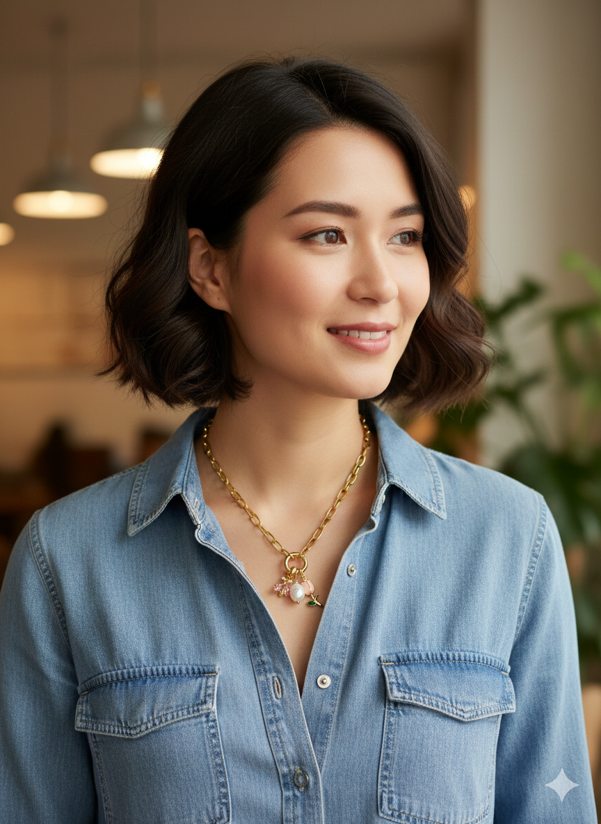 Stainless Steel Lock Removable Charm Tulip Necklace