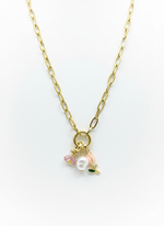 Stainless Steel Lock Removable Charm Tulip Necklace
