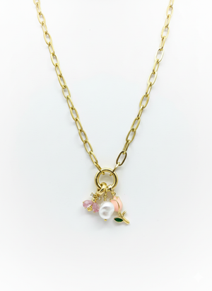 Stainless Steel Lock Removable Charm Tulip Necklace