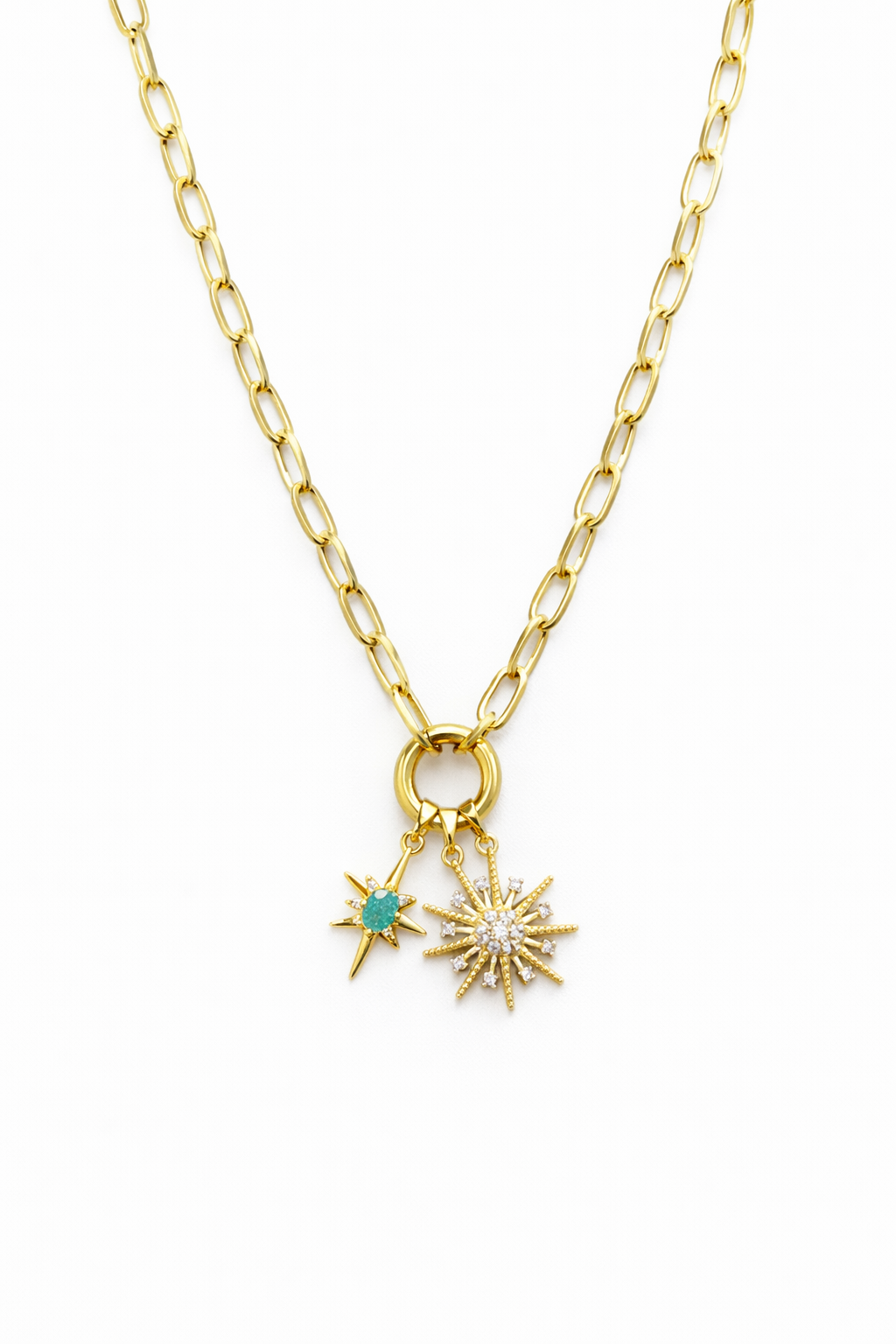 Stainless Steel Lock Removable Charm North Star Necklace