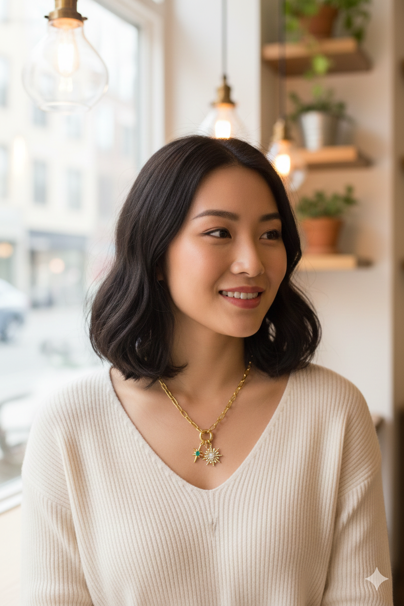 Stainless Steel Lock Removable Charm North Star Necklace