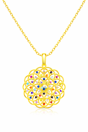 925 Sterling Silver Flower of Life Necklace Sacred Geometry Pendant Spiritual Silver Gift for Her