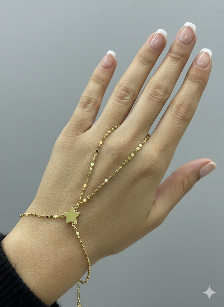 VIP Gold Sequin Star Hand Chain Bracelet