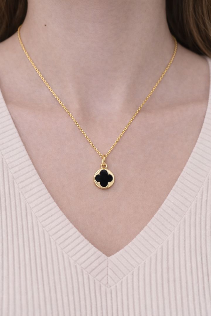 Stainless Steel Black Clover Gold Necklace for Women