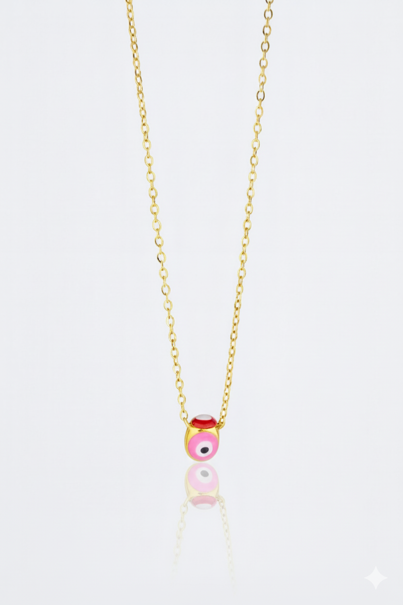 Stainless Steel Colorful Mini Evil Eye Spinner Necklace