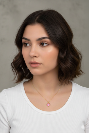 Stainless Steel Colorful Mini Evil Eye Spinner Necklace