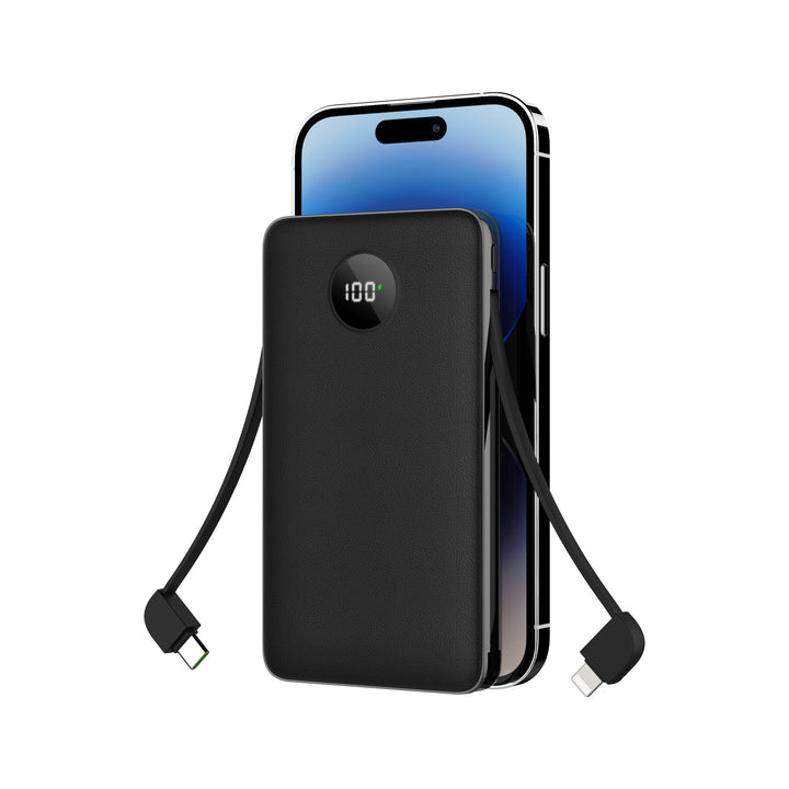Powerbank med snabbladdning och digital display i flera färger