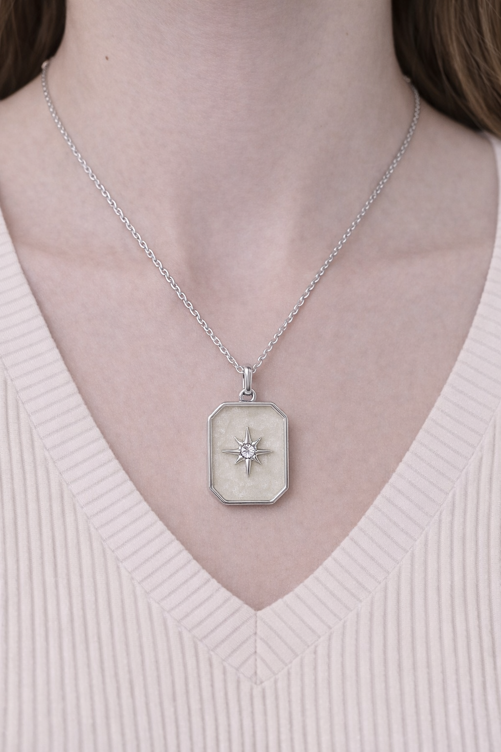 Stainless Steel Silver North Star Necklace for Women