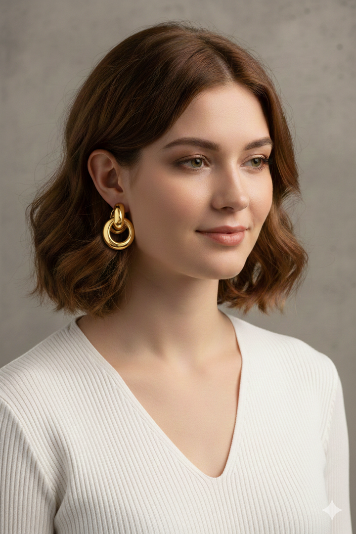 Trendy Luxury Gold Interlocking Circle Earrings for Women Modern Chic Jewelry