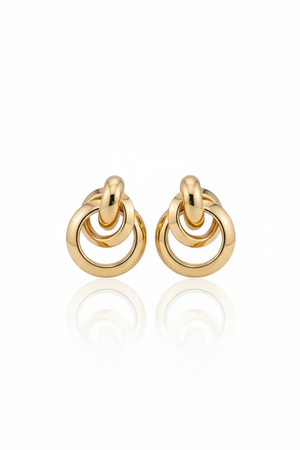 Trendy Luxury Gold Interlocking Circle Earrings for Women Modern Chic Jewelry