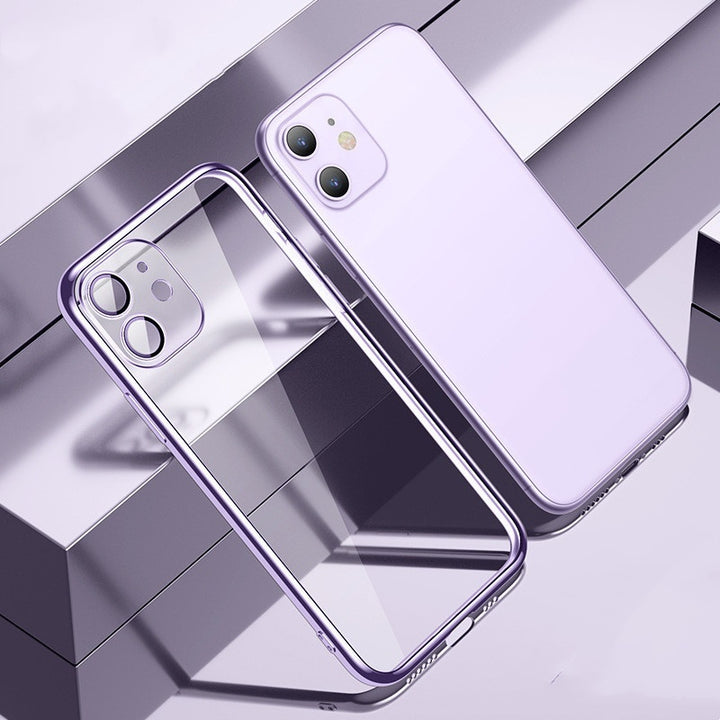 Lila elektropläterad transparent TPU-telefonfodral för Apple-smartphones