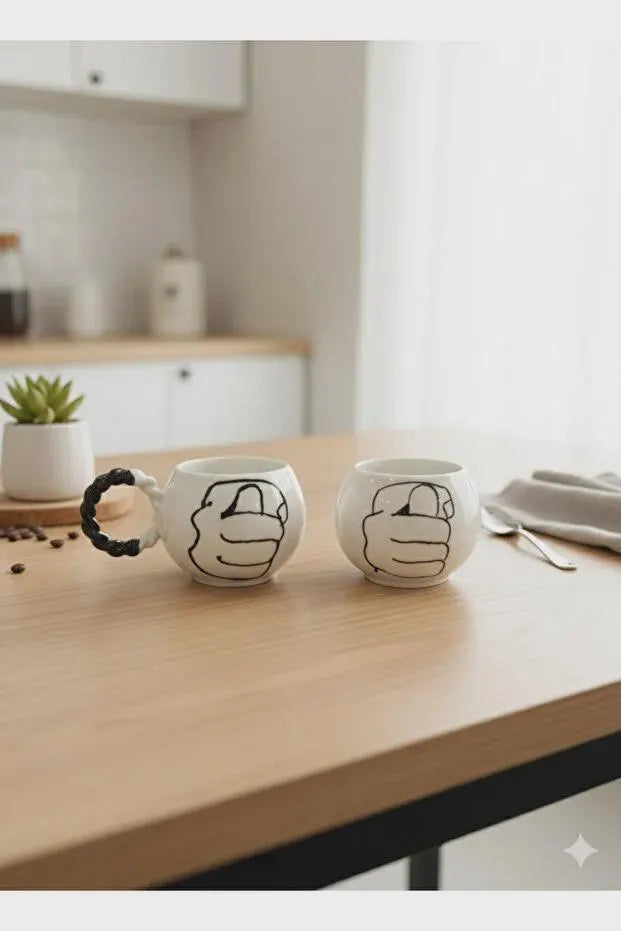 Handmade Ceramic Mug with Bubble Knit Handle – Unique Embossed Design – Cozy Artisan Coffee Cup