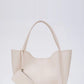 Cream SHK108 faux leather women hand and shoulder bag with wallet and makeup bag