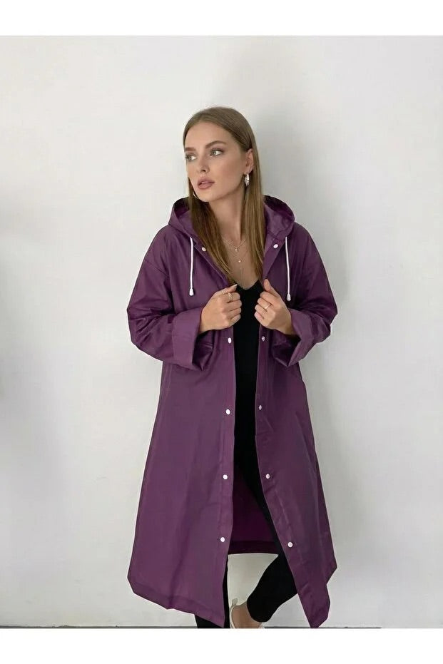 Unisex Purple EVA Fabric Waterproof & Windproof Raincoat