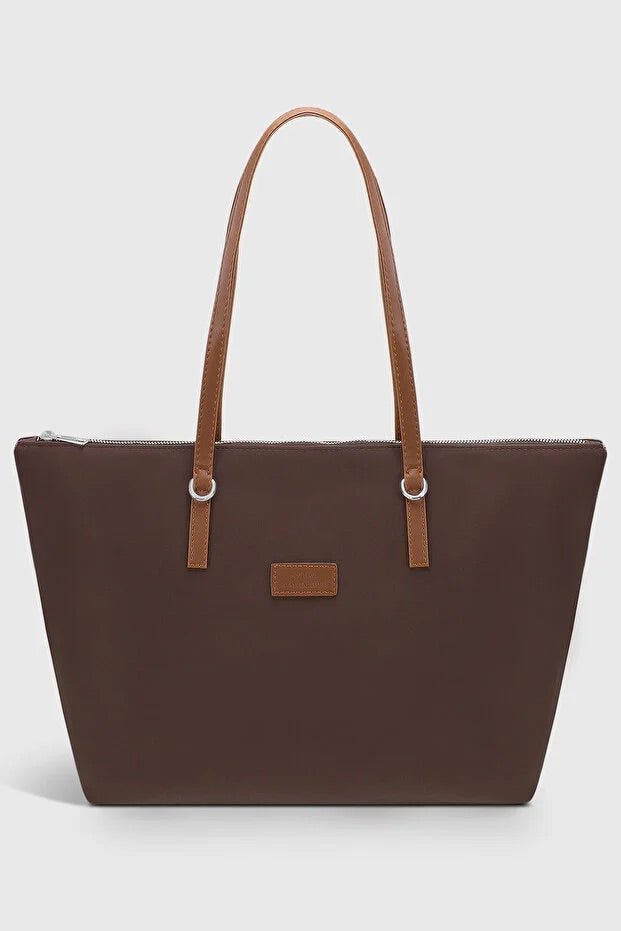 Brown Large Capacity Water Resistant Shopper Bag For Women