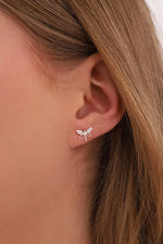 925 Sterling Silver Dragonfly Earrings with White Zircon for Women