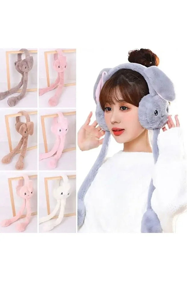 Brown Plush Bunny Ear Moving Headband – Playful Adjustable Rabbit Ears