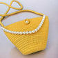 Women yellow pearl design shoulder bag elegant daily handbag