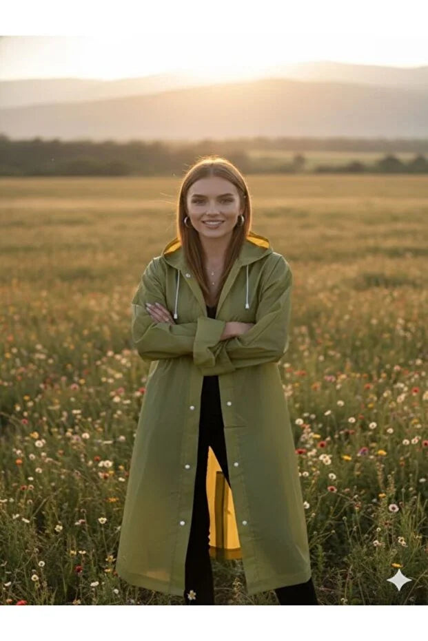 Khaki EVA Fabric Waterproof & Windproof Raincoat