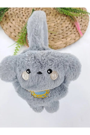 Boys Grey Plush Winter Earmuffs – Fluffy Puppy Ear Warmers for Kids