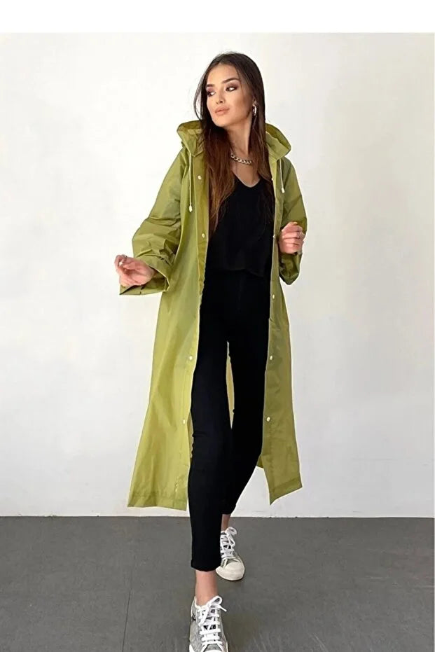 Khaki EVA Fabric Waterproof & Windproof Raincoat