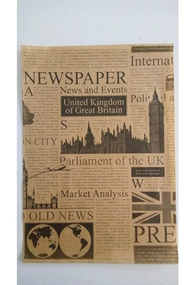 50 Pack Vintage Newspaper Pattern Wax Paper Mixed Design Food Presentation Sheets
