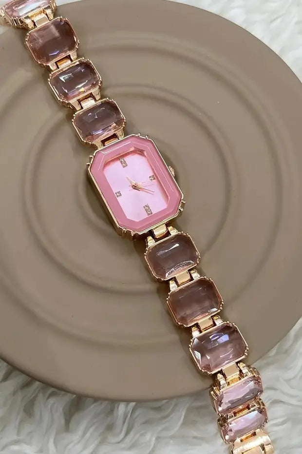 Women’s Crystal Stone Watch | Adjustable Sliding Bracelet
