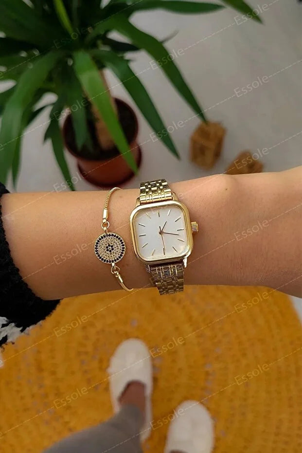 Retro Minimal Square Dial Women’s Wrist Watch