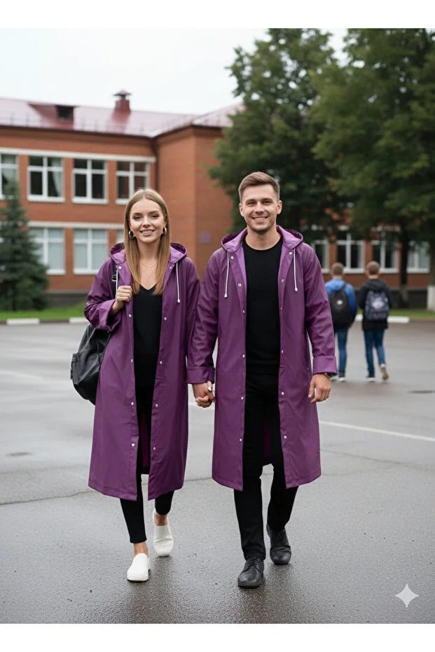 Unisex Purple EVA Fabric Waterproof & Windproof Raincoat