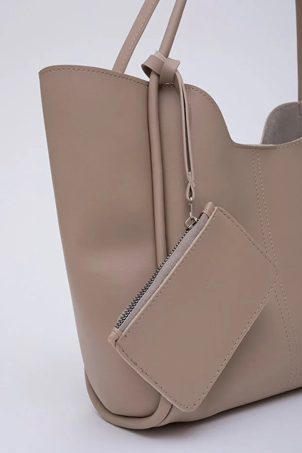 Mink SHK108 faux leather women hand and shoulder bag with wallet and makeup bag