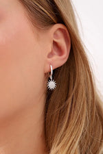 Silver Plated Sun Earrings with White Zircon Stone
