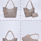 Monogram mink SHK108 faux leather women hand and shoulder bag with wallet and makeup bag