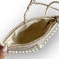 Women off white shoulder bag with pearl design elegant baguette handbag