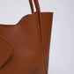 Tan SHK108 faux leather women hand and shoulder bag with wallet and makeup bag