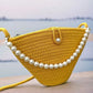 Women yellow pearl design shoulder bag elegant daily handbag